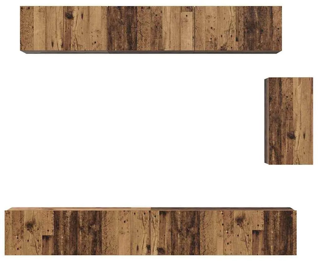 TV szekrény garnitúra 6 pcs Régi fa 100 x 30 x 30 cm Faanyag