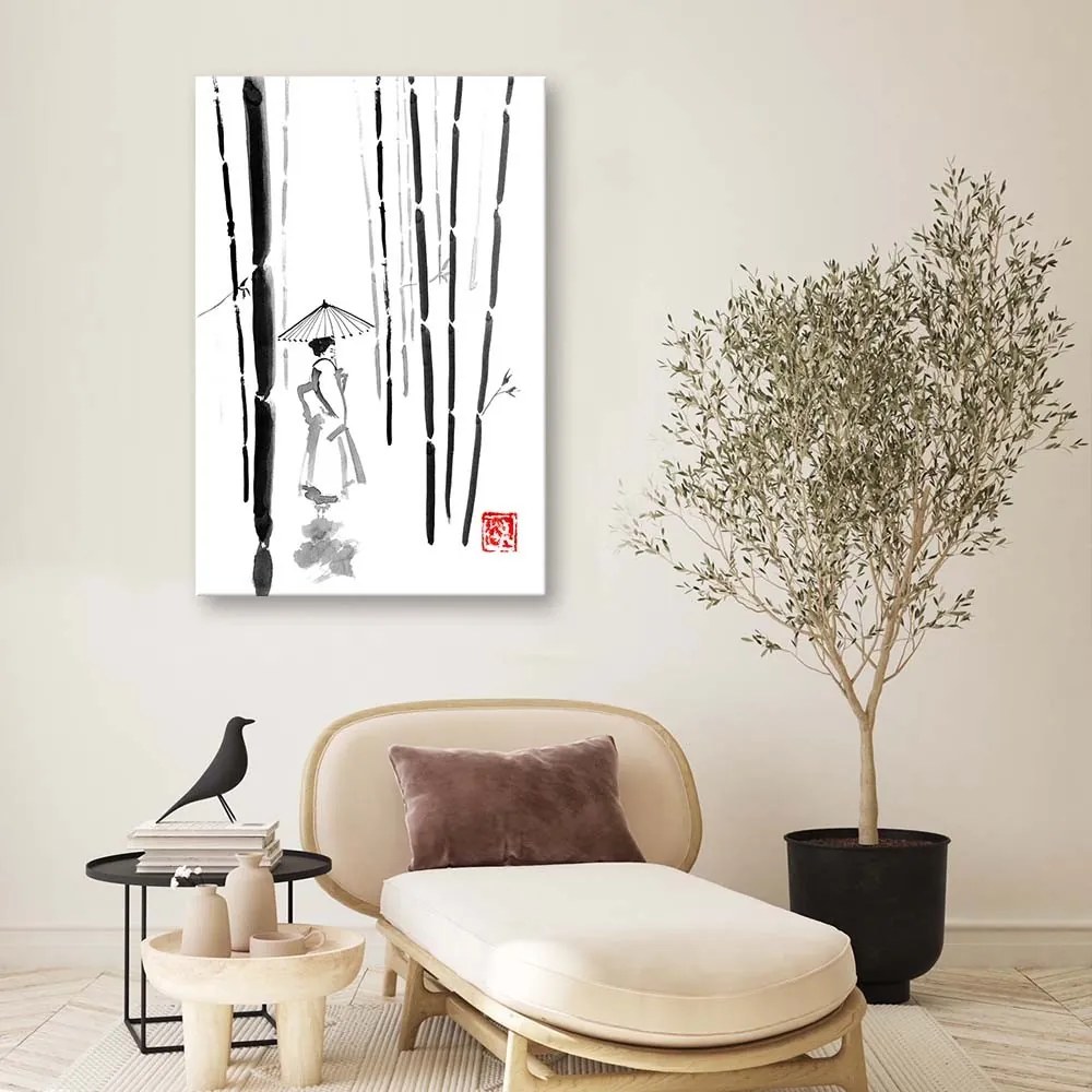 Gario Vászonkép Gésa bambuszokban - Péchane Méret: 60 x 90 cm