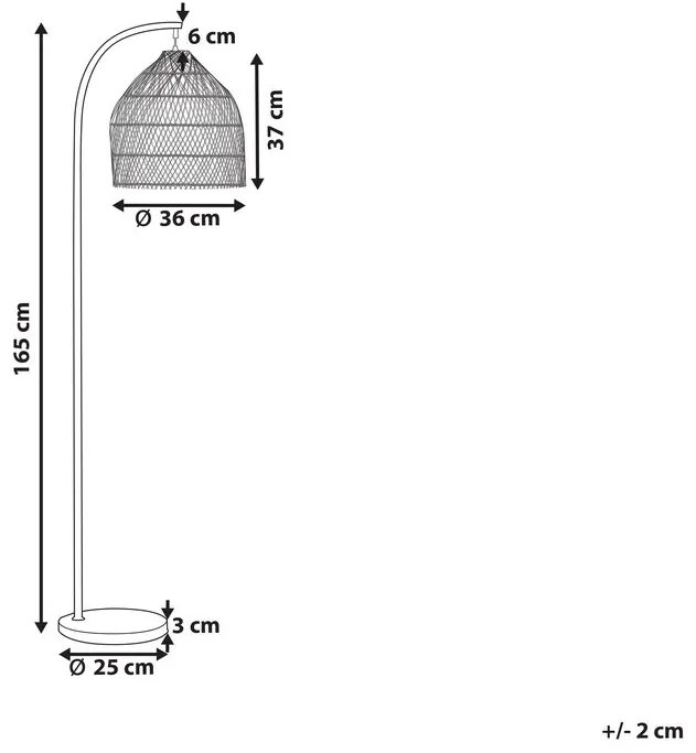 Natúr rattan állólámpa 165 cm BERNICA Beliani