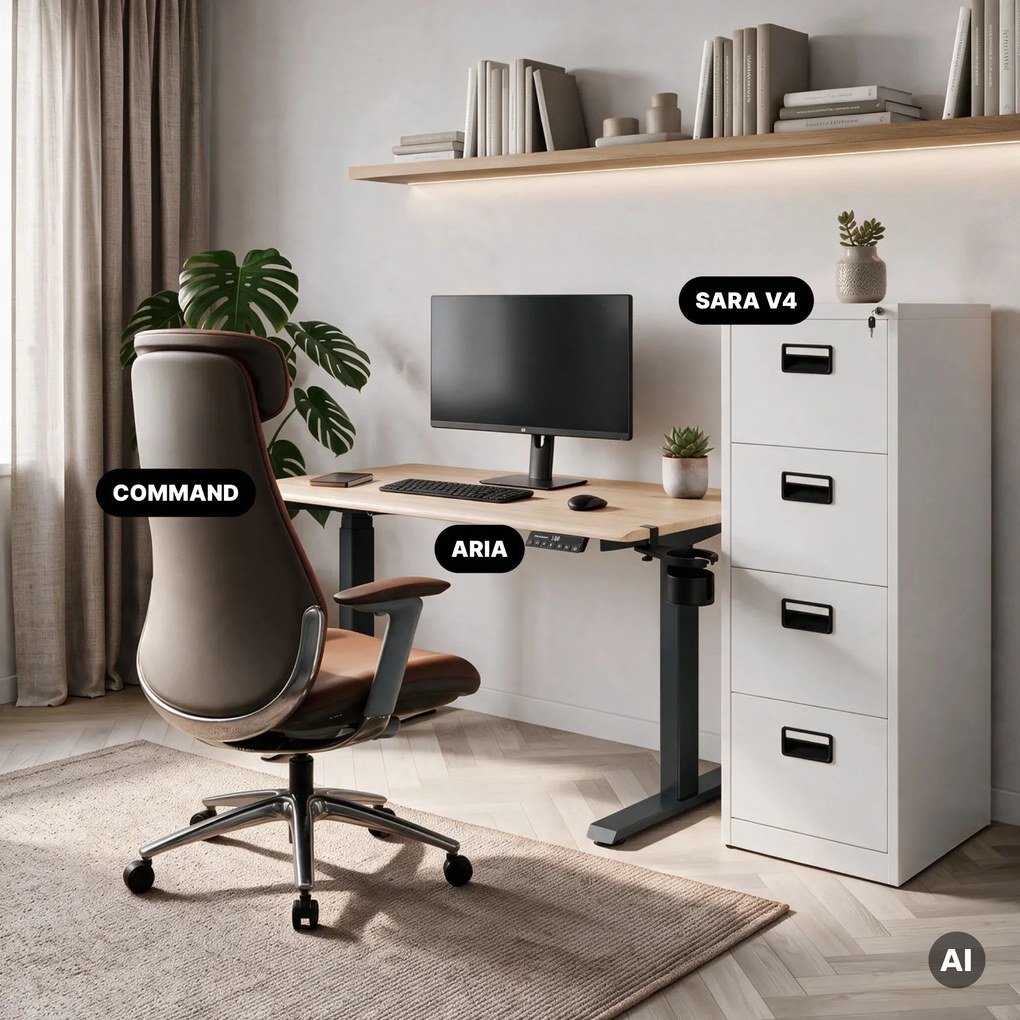 Elektromos íróasztal magasságállítással ergonomikus antracit/sonoma tölgy,1200x600 mm: ARIA
