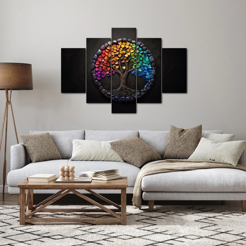 Kép – Fa színes szívekkel (150x105 cm)
