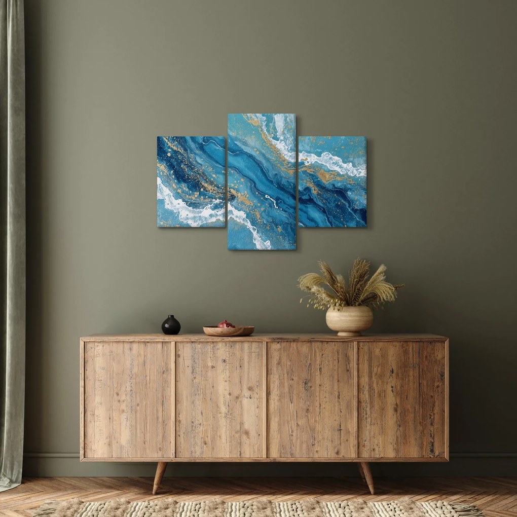 Kép - Világoskék márvány arannyal II. (90x60 cm)