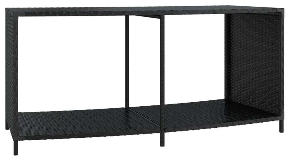 2 db fekete polyrattan tárolópolc