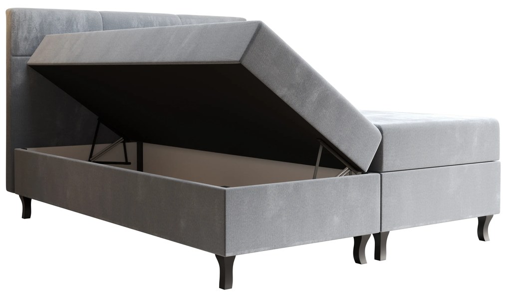 Franciaágy Boxspring 160 cm Lumba (szürkéskék) (matraccal és tárolóhellyel). 1046679