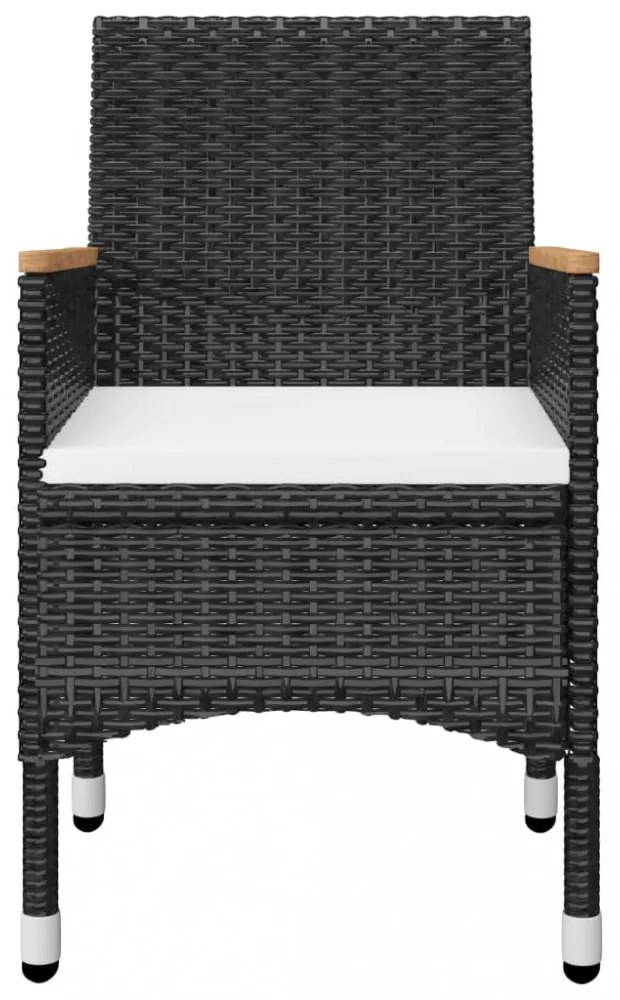 vidaXL 3 részes fekete polyrattan és edzett üveg kerti bisztrószett