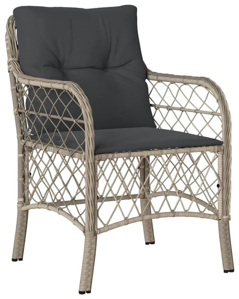 3 részes világosszürke polyrattan bisztrógarnitúra párnákkal