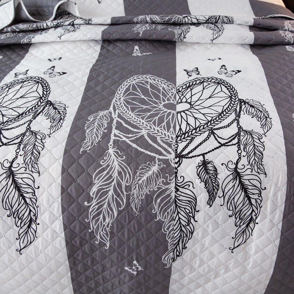 Ágytakaró TIRSO szürke-fehér Méret: 170 x 210 cm