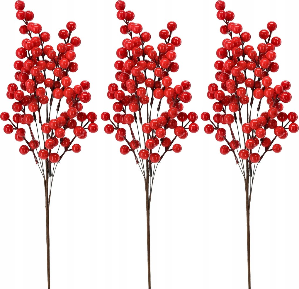 Dekoratív ág gömbökkel Karácsonyi dísz Berkenye 50cm 3 Db