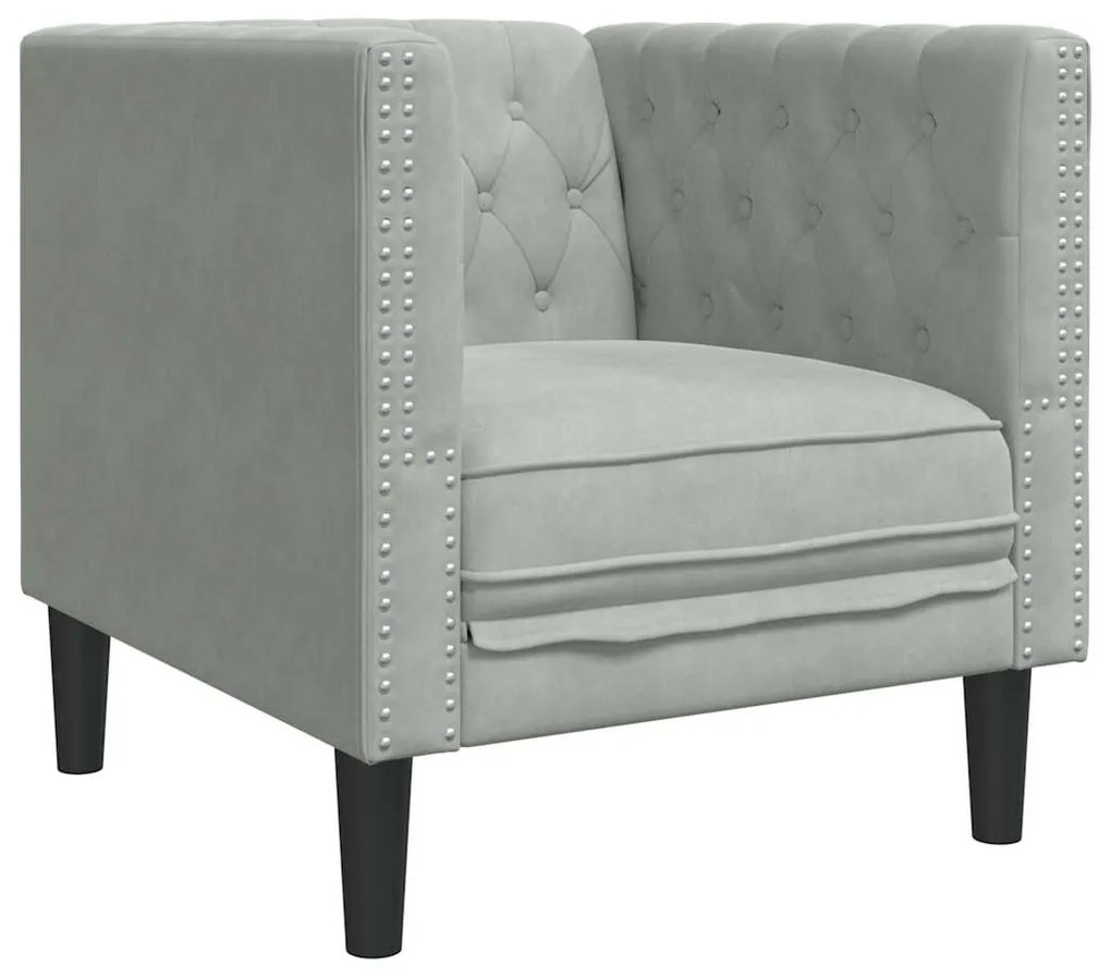 Kanapé Szett 3 pcs Világosszürke Bársony