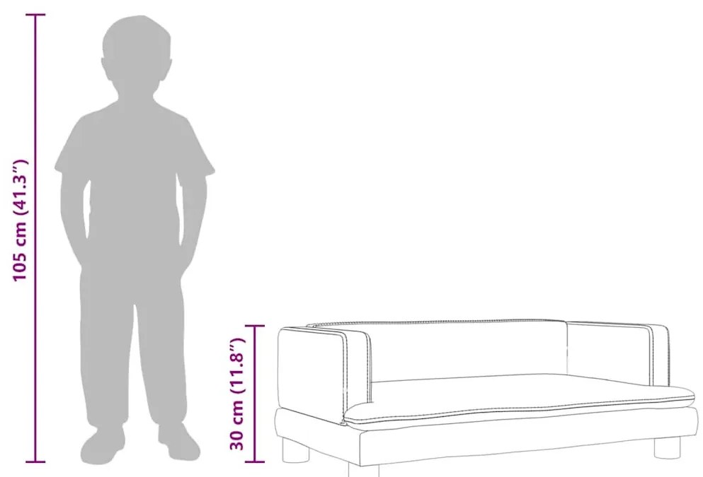 kék bársony gyerekkanapé 80 x 45 x 30 cm