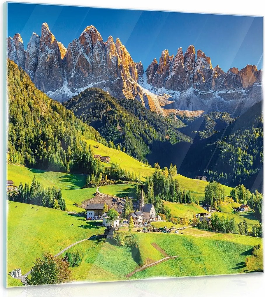 Üvegfestmény Üveg Tájkép Hegyek Nappali 30x30