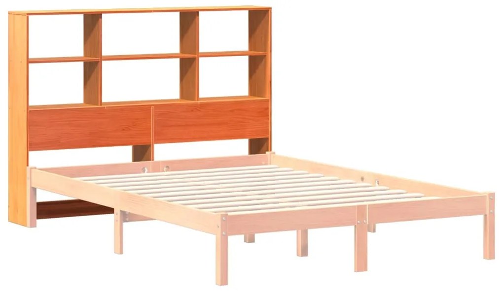 viaszbarna tömör fenyőfa fejtámla tárolóval 160 cm