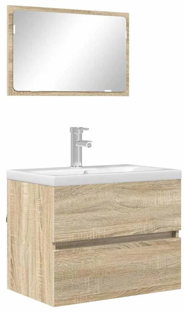 vidaXL Fürdőszoba bútor szett fiókkal tárolóval Sonoma tölgy Faanyag