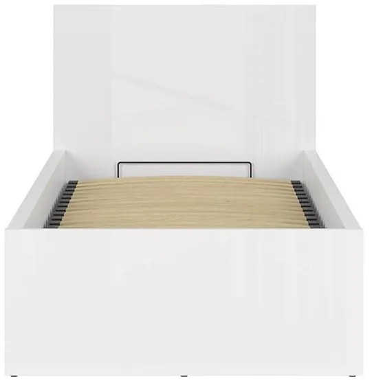 Egyszemélyes ágy 90 cm Tetrix 15 (fényes fehér) (ágyráccsal) (tárolóhellyel). 1098499