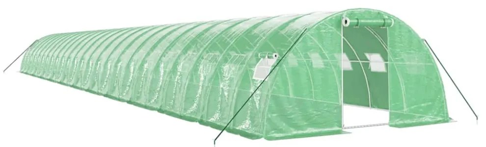 zöld acélvázas melegház 96 m² 24 x 4 x 2 m