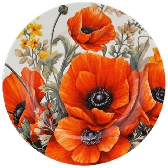 Pipacsos porcelán desszertes tányér készlet - 2 darabos díszdobozban