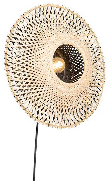 Keleti fali lámpa bambusz 35 cm dugóval - Rina