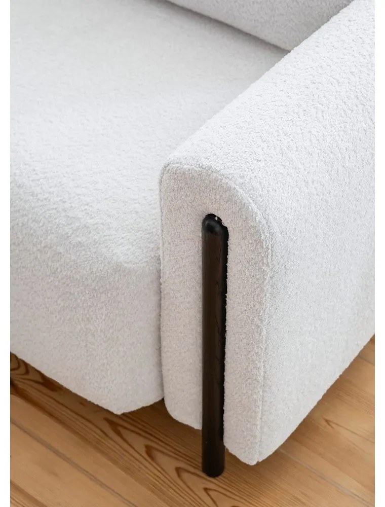 Szürke buklé kinyitható-tárolóhelyes kanapé 244 cm Arcadova – ELTAP