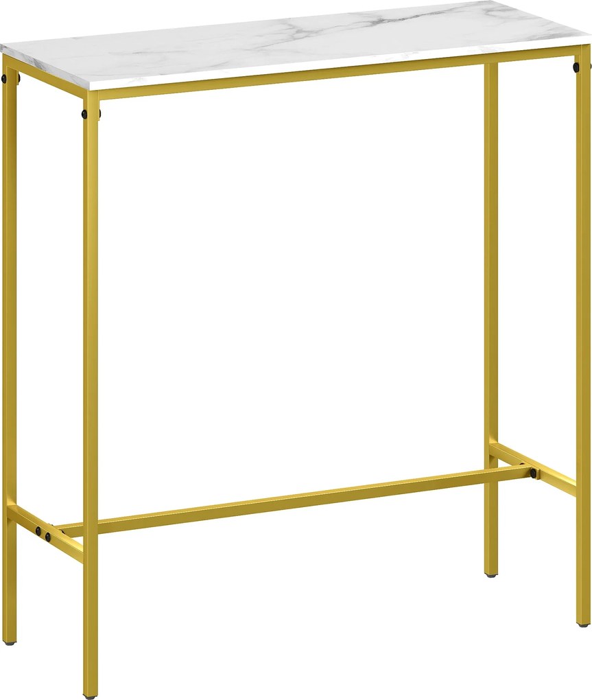 HOMCOM Szögletes Magas Bárasztal Márvány Hatású Felsőrésszel és Acél Kerettel, Étkezőbe és Konyhába, 100 x 40 x 107 cm, Arany | Aosom