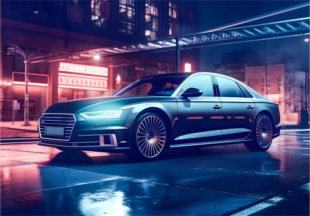 Audi A8 éjszakai város fotótapéta neon fények 400x280 +ragasztó