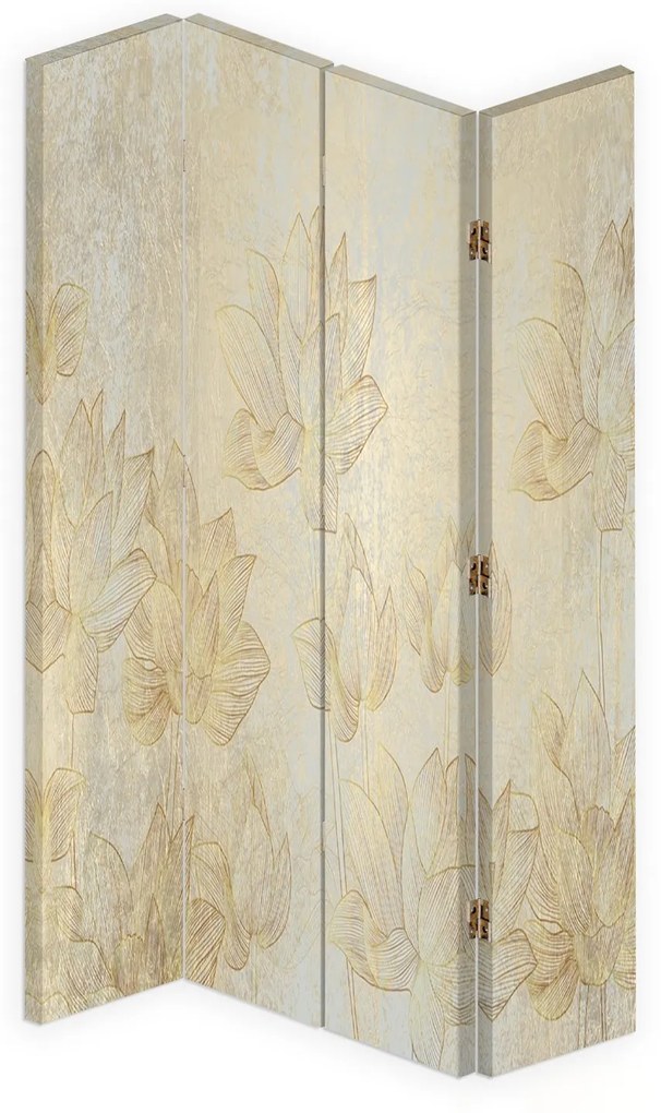 Gario Paraván Arany virágok Méret: 145 x 170 cm, Kivitelezés: Forgó paraván 360°