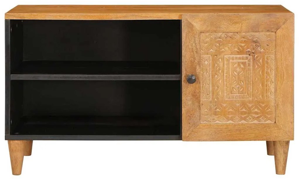 TV szekrény ajtóval Világosbarna 80 x 33 x 46 cm tömör mangófa