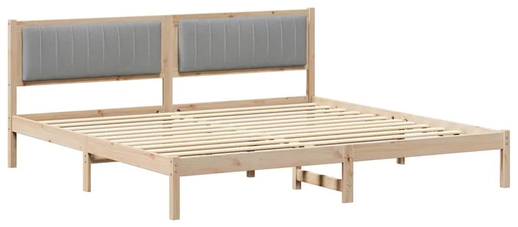 Ágykeret fejtámlával Világosszürke 200 x 200 cm Tömör fenyőfa