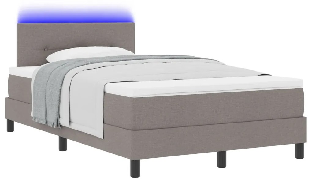 Box Spring Ágy Matraccal és LED Taupe 120x190 cm Szövet