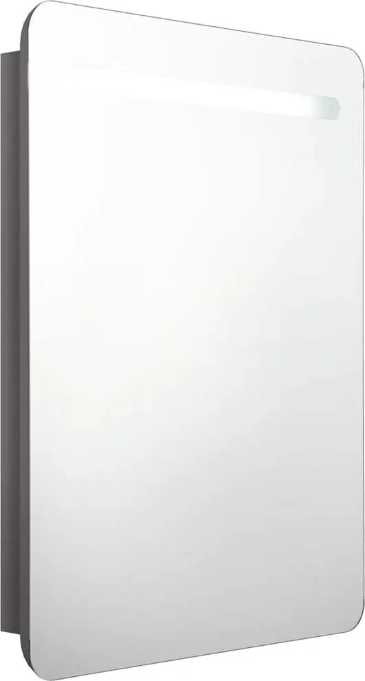 vidaXL fényes szürke LED-es tükrös fürdőszobaszekrény 60 x 11 x 80 cm