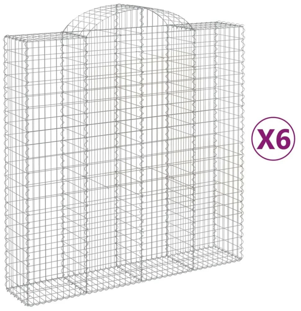 6 db íves horganyzott vas gabion kosár 200x50x200/220 cm
