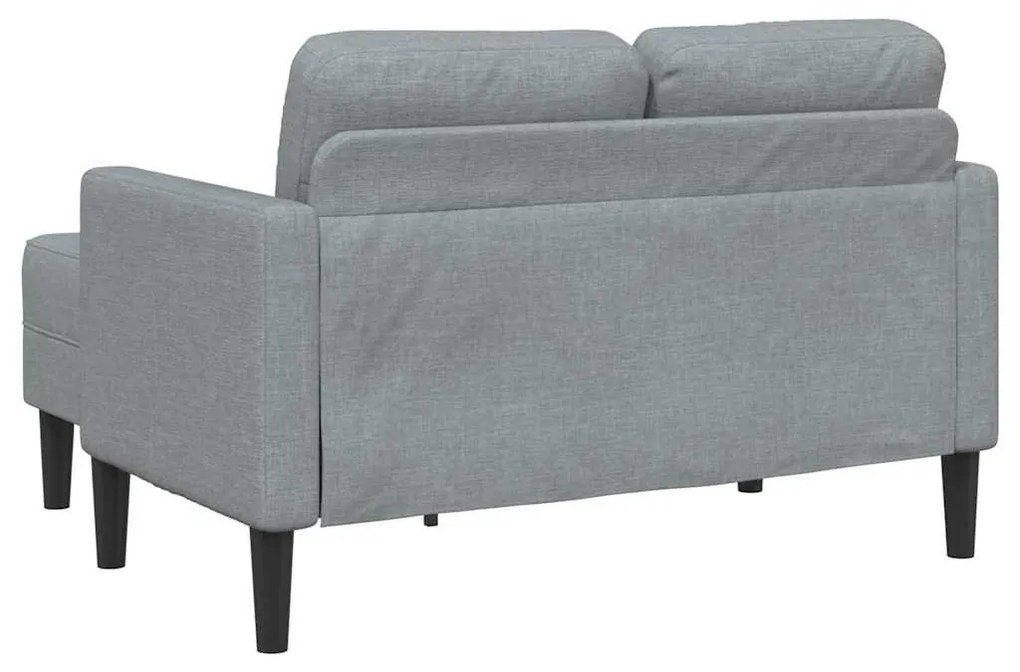 világosszürke anyagból 2 üléses kanapé L-alakú kanapéval 125 cm