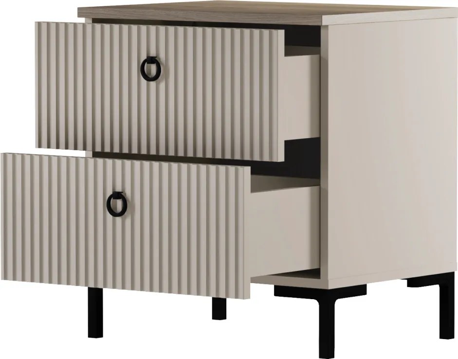 Éjjeliszekrény, szürkésbarna Taupe/silverjack tölgy, DOMCA 2S