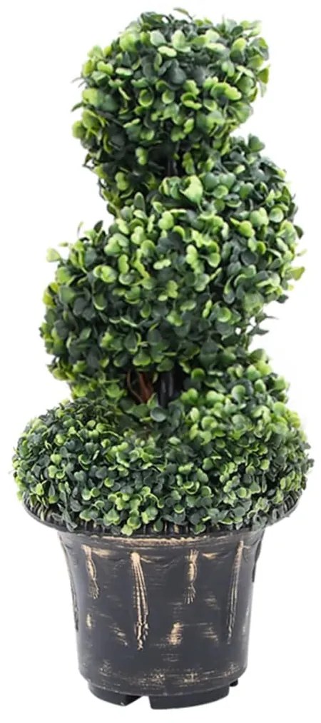 zöld spirálalakú cserepes műpuszpáng 59 cm
