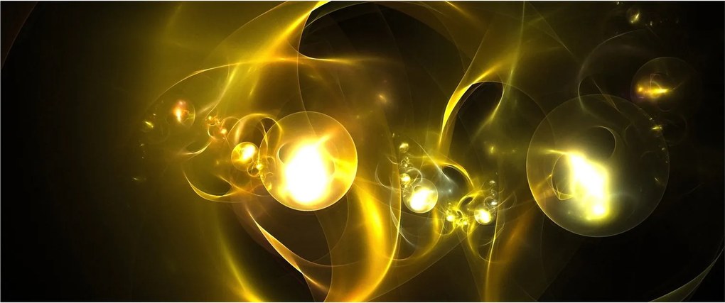 Absztrakt kép sárga gömbök (120x50 cm)