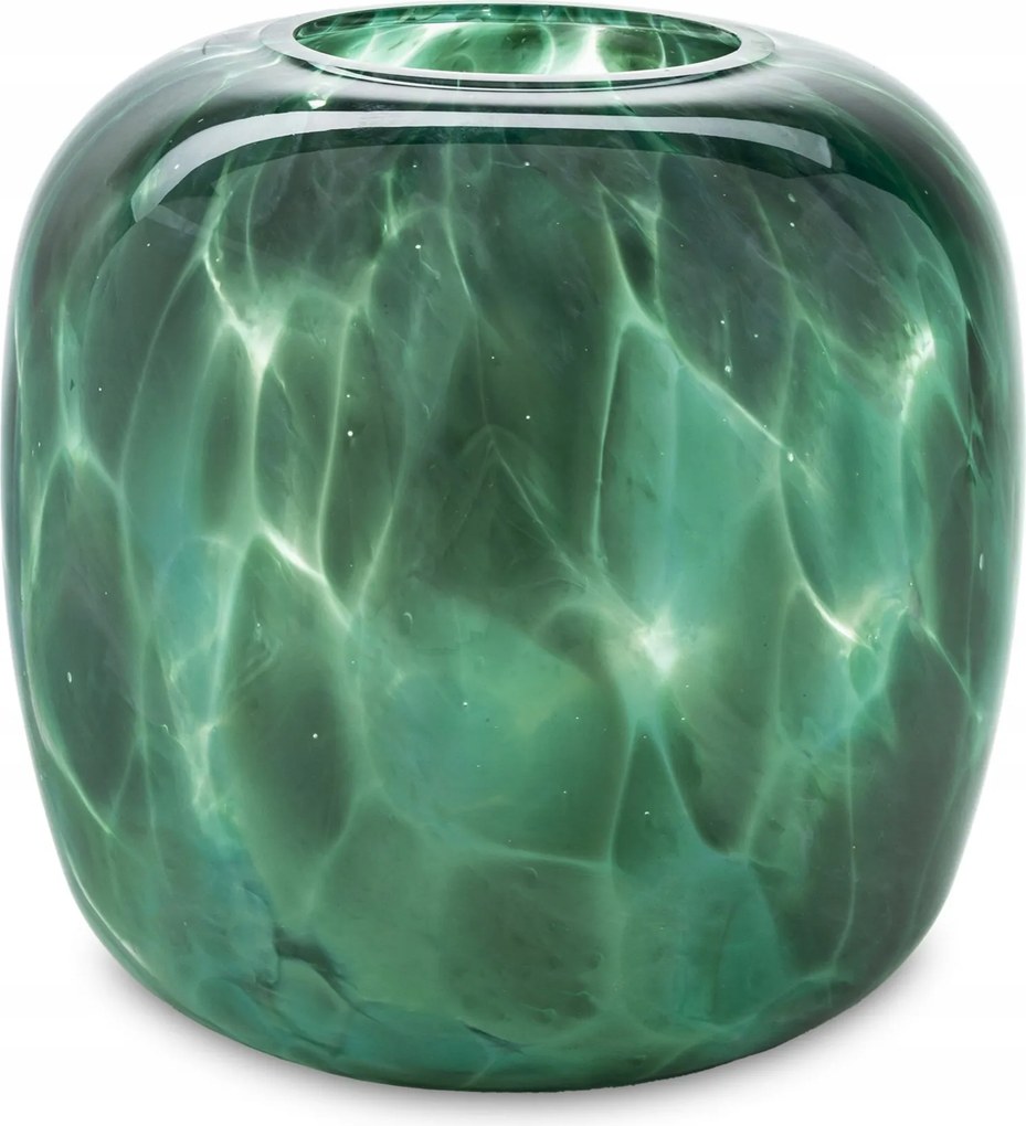 Virágváza Üveg Dísz Elegáns Szoba Dekoráció Zöld 19 CM