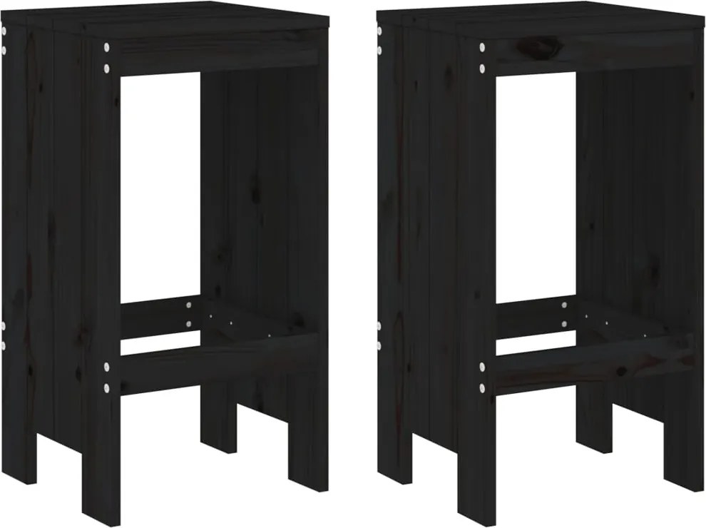 vidaXL 2 db fekete tömör fenyőfa bárszék 40x36x75 cm