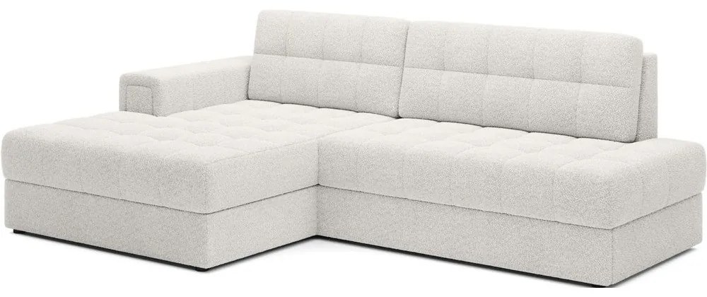 Krémszínű buklé kinyitható sarokkanapé (bal oldali-heverő résszel) Blezalt – ELTAP