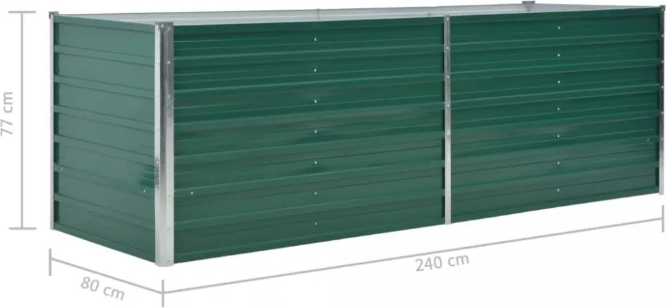 zöld horganyzott acél kerti magaságyás 240 x 80 x 77 cm