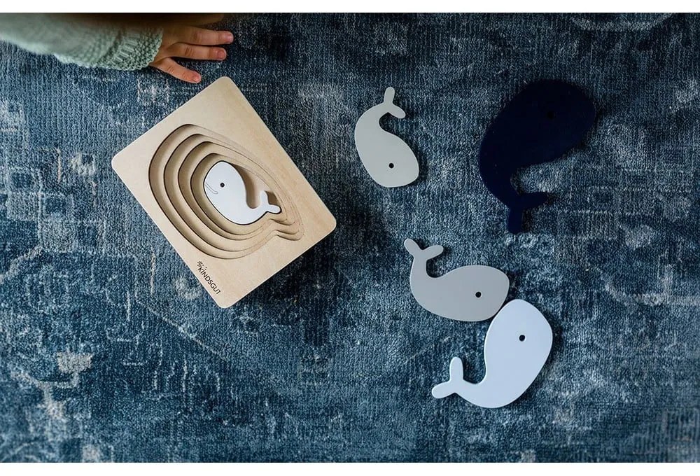 Fa formabeillesztős puzzle Whale – Kindsgut