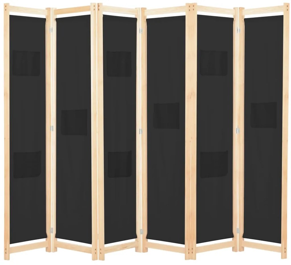 vidaXL fekete 6-paneles szövetparaván 240 x 170 x 4 cm