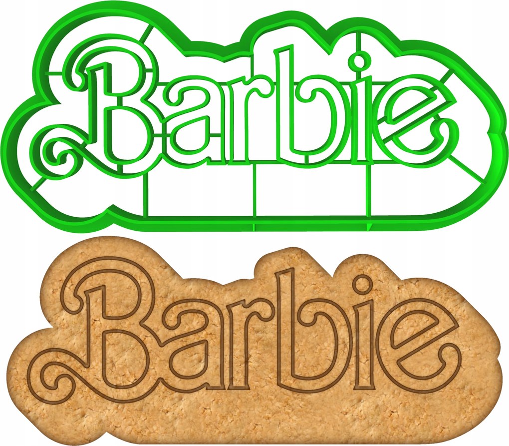 Mézeskalács lyukasztó keksz logó felirat film mese Barbie baba 12cm