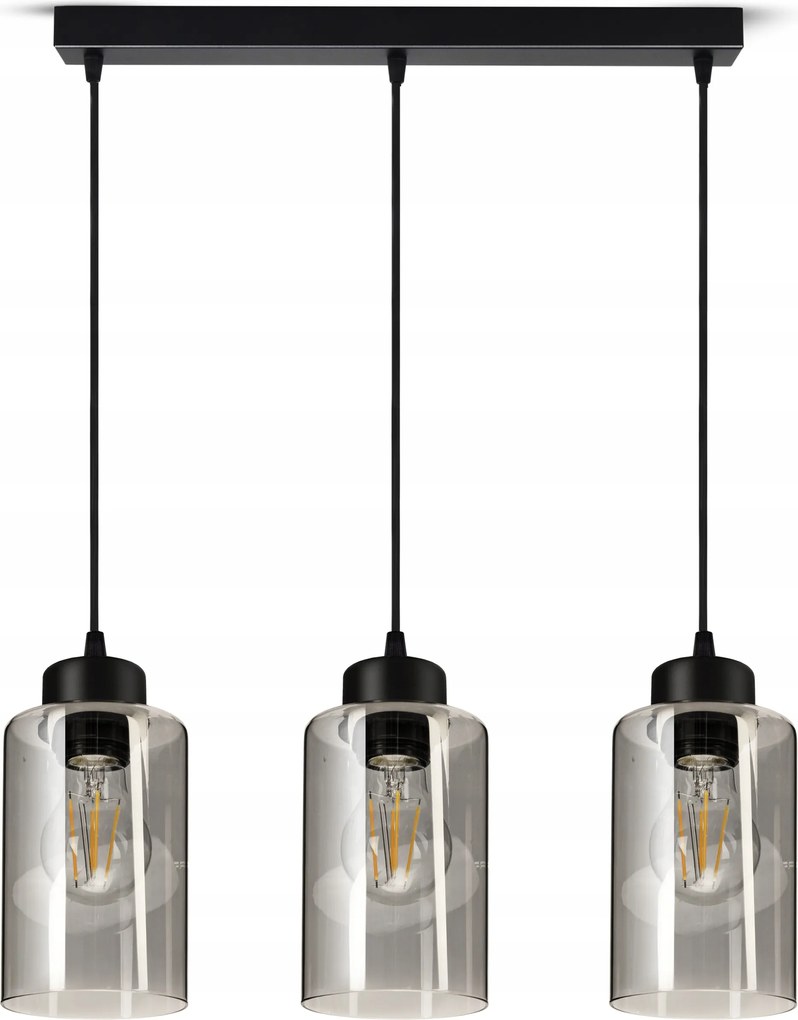 Függőlámpa Mennyezeti Csillár Fekete Üveg Glass Tube 535-BZ3 Led E27