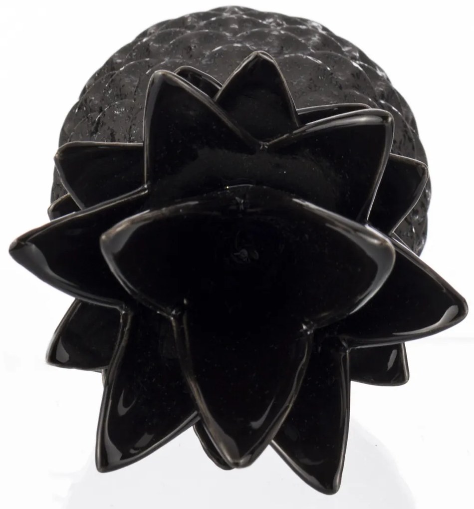 Hamer design fekete ananász kerámia asztali dekoráció 22x9x9cm