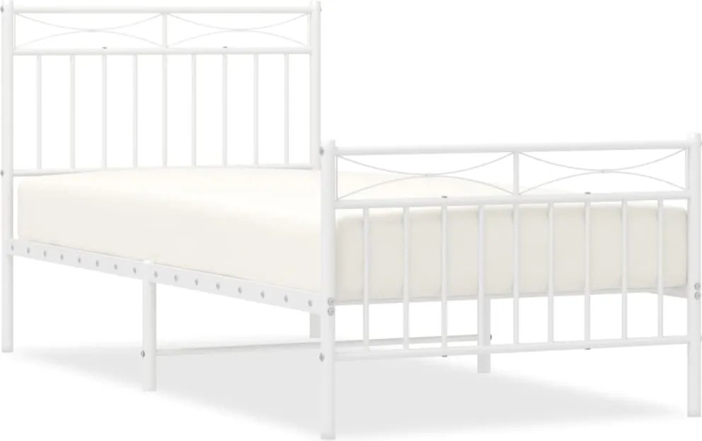 vidaXL fehér fém ágykeret fej- és lábtámlával 90x200 cm