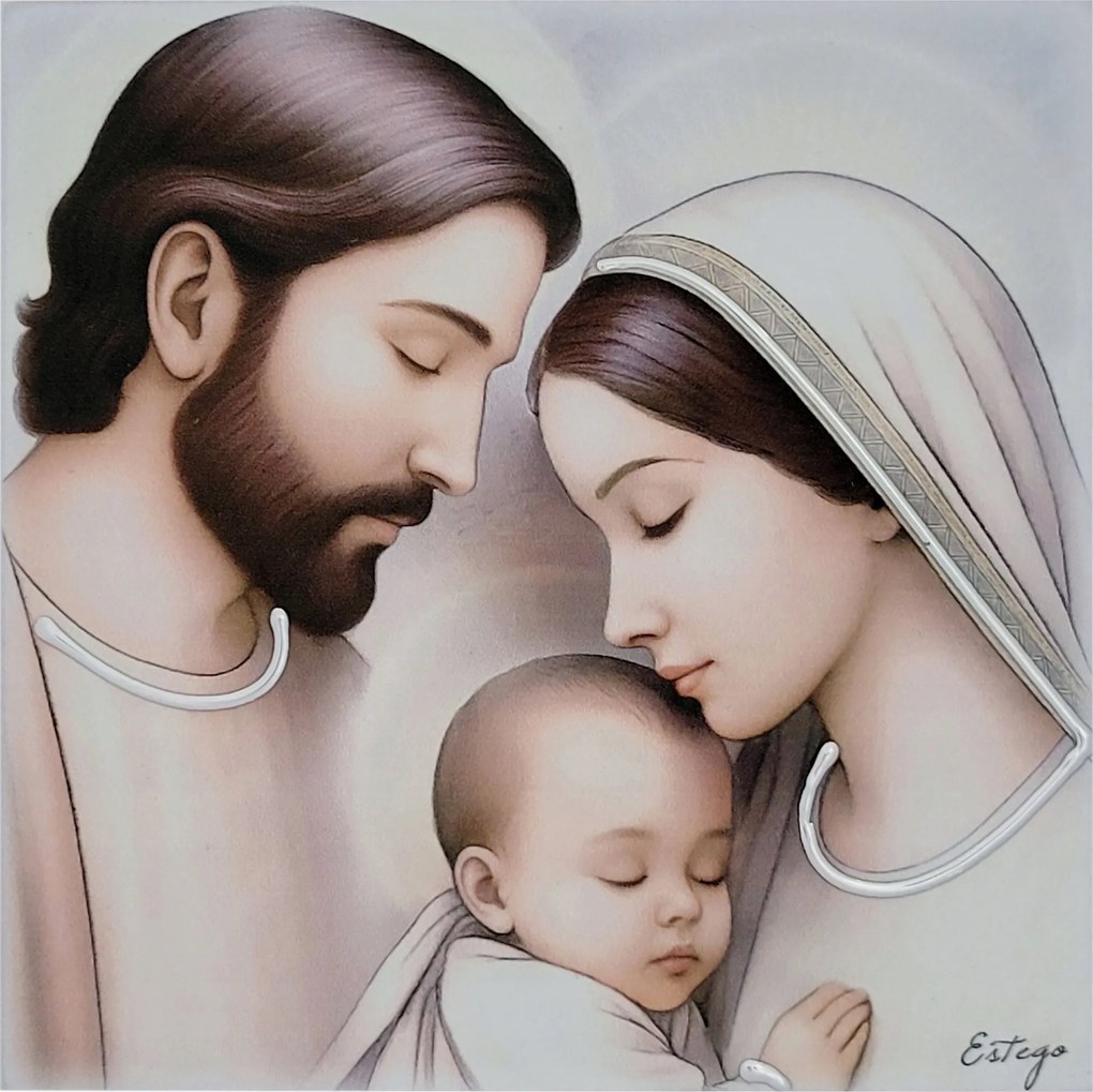 Fára festett Szent Család kép 24x24 cm Cikkszám: ES05182802