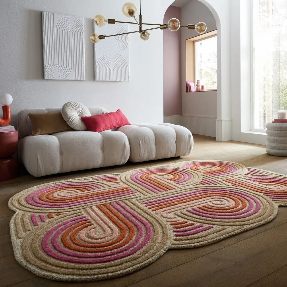 Rózsaszín kézi szövésű gyapjú szőnyeg 160x230 cm Spiral Shaped – Flair Rugs