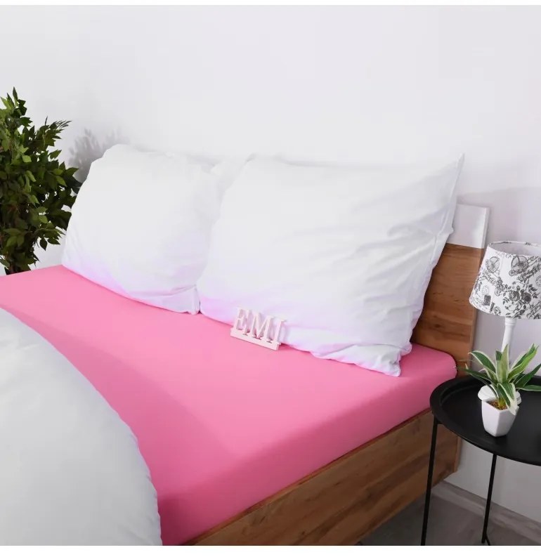EMI rózsaszín 100% pamutjersey gumis lepedő, Gyerek lepedő 70x140