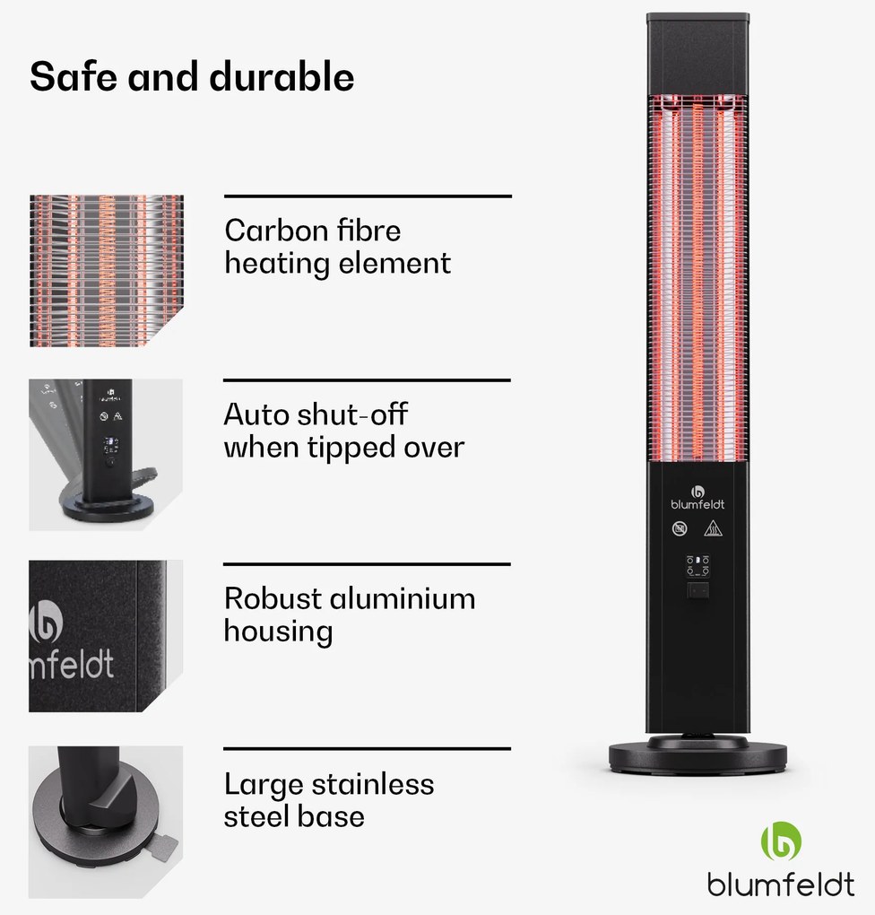 Heat Guru Plus 3000, kültéri és beltéri hősugárzó, 3000W, 3 fűtési szint, távirányítóval