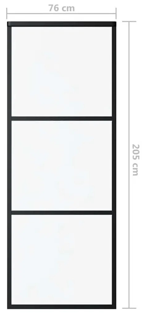 fekete ESG üveg és alumínium tolóajtó 3 paneles 76 x 205 cm