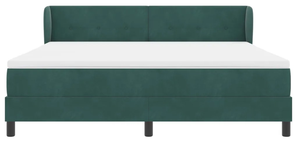 Boxspring Ágy Matrac Kényelmes Sötét Zöld 180x200 cm Bársony